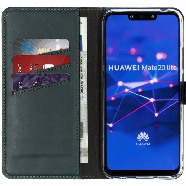 Selencia Echtleder Klapphülle Grün für das Huawei Mate 20 Lite