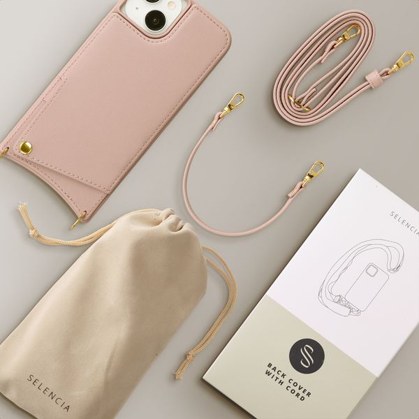 Selencia Nova HandyHülle mit Kordel und Kartenhalter Apple iPhone 14 / 13 - Dusty Rose