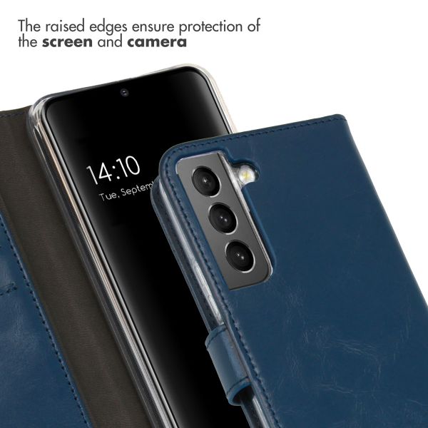 Selencia Echtleder Klapphülle Samsung Galaxy S22 - Blau