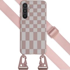Selencia SilikonHülle design mit abnehmbarem Band Samsung Galaxy S23 FE - Irregular Check Sand Pink