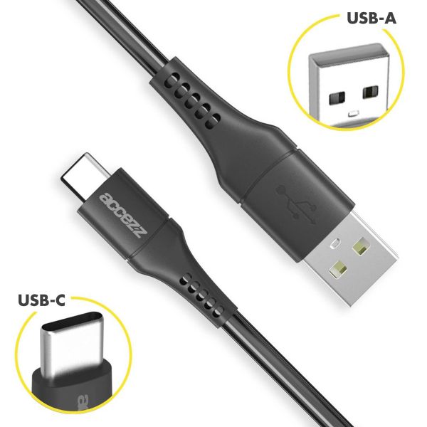 Accezz USB-C auf USB-Kabel für das iPhone 15 Plus - 0,2 m - Schwarz