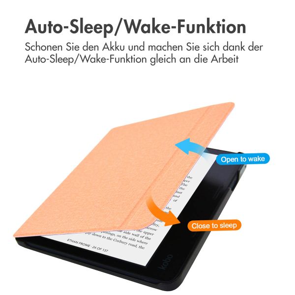 imoshion Canvas Sleepcover Klapphülle mit Stand Kobo Sage / Tolino Epos 3 - Peach