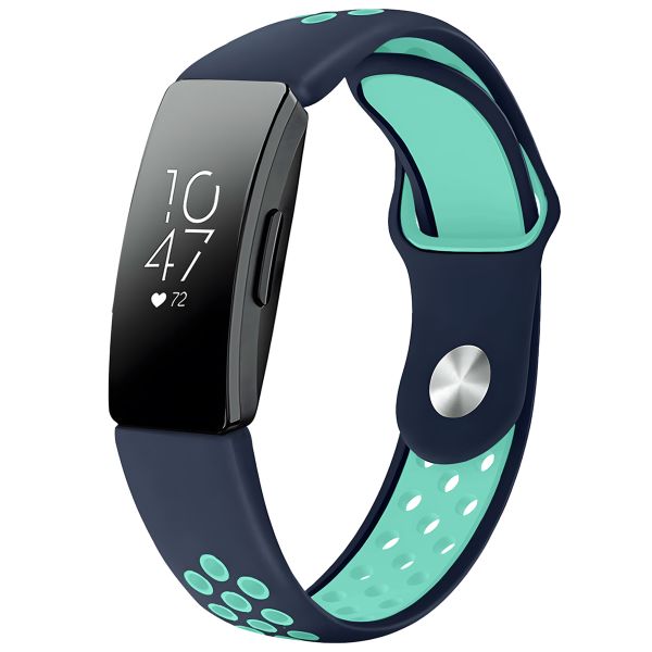 imoshion Silikonband Sport für das Fitbit Inspire - Dunkelblau  /  Mintgrün