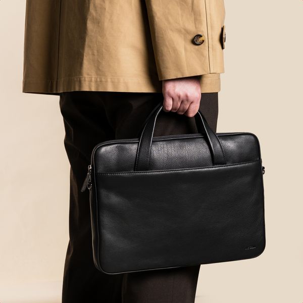 Accezz Leather Laptoptasche 16 Zoll - Schwarz