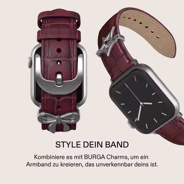 Burga Armband aus echtem Leder für Apple Watch | 38/40/41/42 mm - Mobwife / Silver