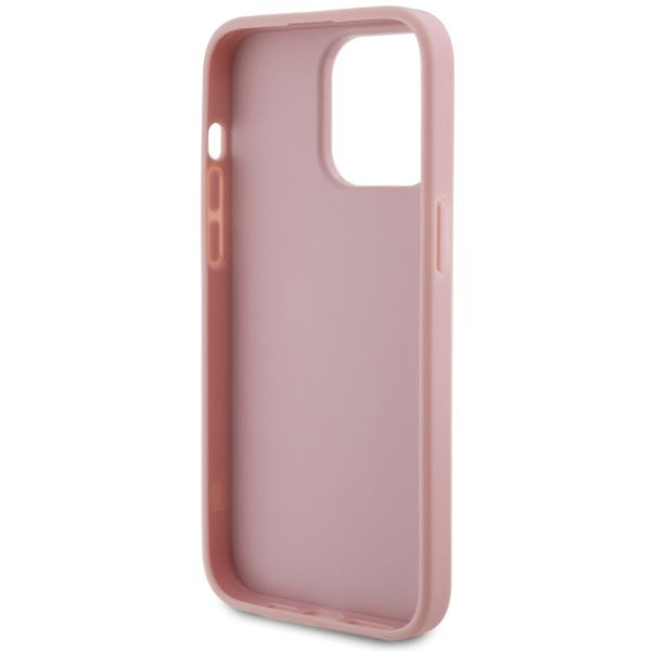 Guess 4G Metal Logo Back Cover mit Glitter Apple iPhone 15 Pro Max - Rosa