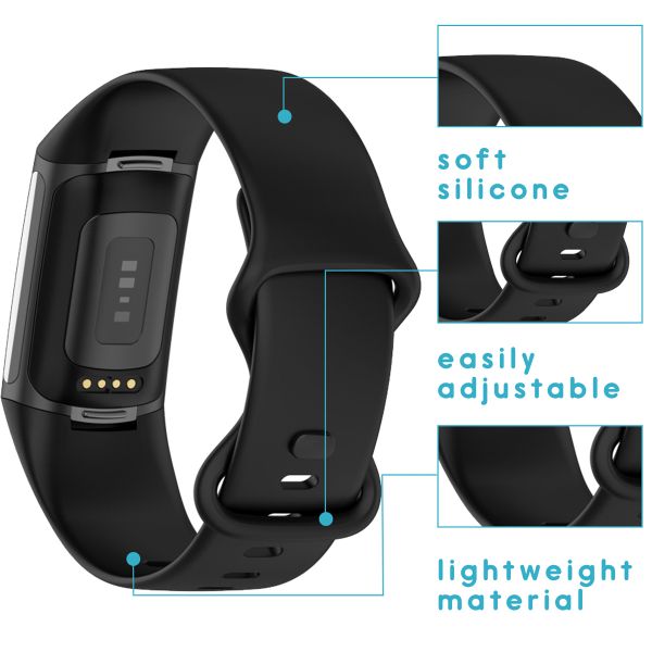 imoshion Silikonband für das  Fitbit Charge 5 / 6 - S - Schwarz