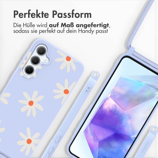 imoshion Silikonhülle design mit Band für das Samsung Galaxy A55 - Lila Flower Distance