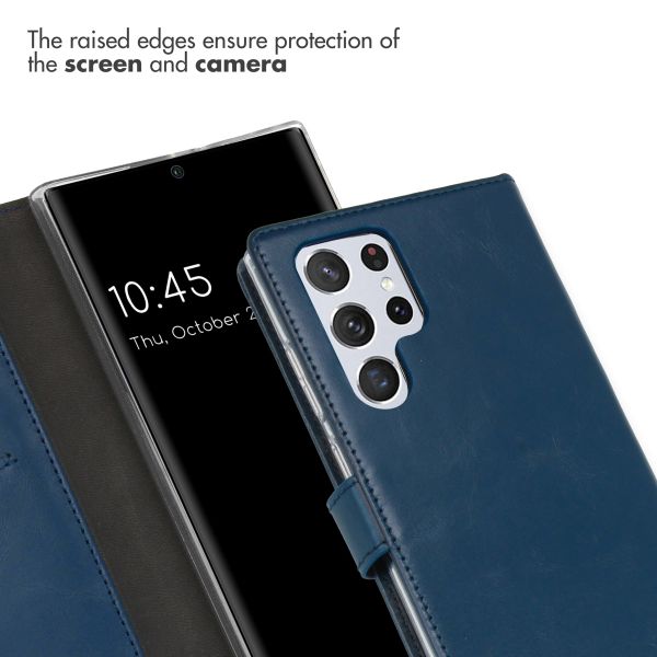 Selencia Echtleder Klapphülle Samsung Galaxy S22 Ultra - Blau
