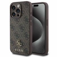 Guess 4G Metal Logo Back Cover MagSafe Apple iPhone 15 Pro - Braun