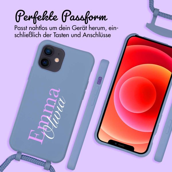 Personalisierte Color Backcover MagSafe mit abtrennbarem Band und Namen für iPhone 12 Pro - Ash Blue