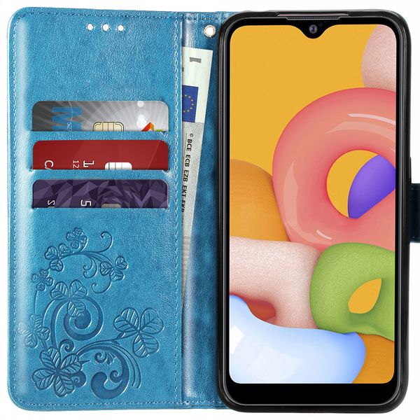 Kleeblumen Klapphülle Türkis Samsung Galaxy A01