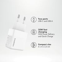 imoshion Wandladegerät - Ladegerät - USB-C + USB-A - Power Delivery und Quick Charge - 35W - Weiß