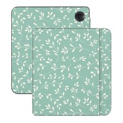 imoshion Design Slim Hard Case Sleepcover mit Stand Kobo Libra Colour - Smoke Green Flowers
