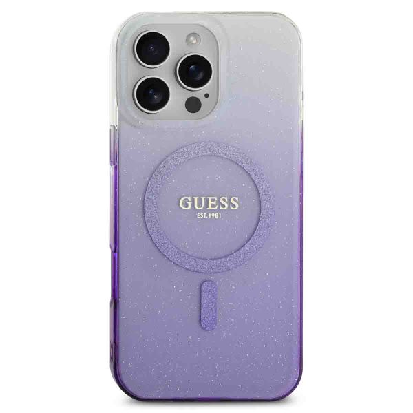 Guess MagSafe IML Glitter Gradient Case für das iPhone 16 Pro Max - Purple