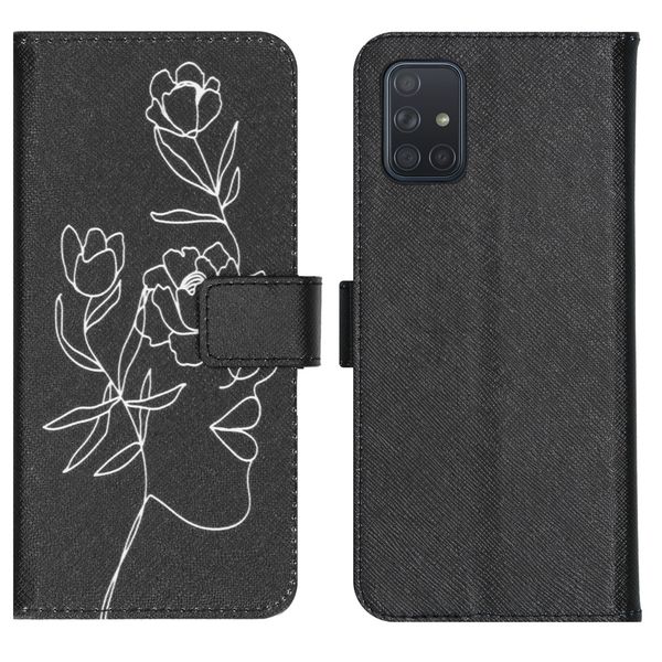 imoshion Design TPU Klapphülle Galaxy A71 - Woman Flower Black