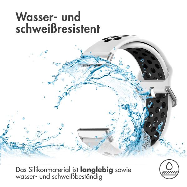 imoshion Silikonband Sport für das Fitbit Versa 4 / 3 / Sense (2) - Weiß/Schwarz