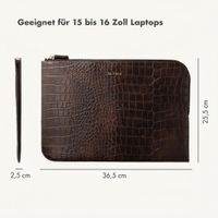 Selencia Croco Laptop Hülle 15-16 Zoll - Laptop Sleeve - Choco Brown