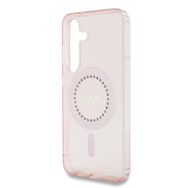 Guess MagSafe IML Strass Hülle Samsung Galaxy S25 - Rosa