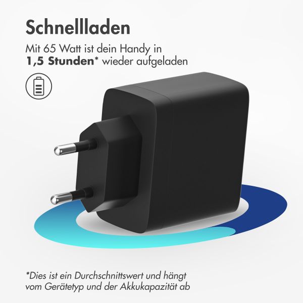 imoshion 65 Watt Ladegerät | 2x USB-C + 1x USB-A - Schwarz