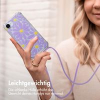 imoshion Design Hülle mit Band Apple iPhone 16e - Tropical Violet Flowers Connect