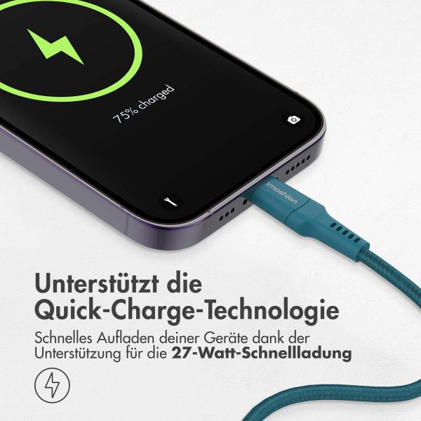 imoshion ﻿Lightning- auf USB-C-Kabel – nicht MFi-zertifiziert – Geflochtenes Gewebe – 2 m – Dunkelblau