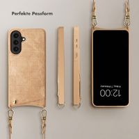 Selencia Nova Croco HandyHülle mit Kordel und Kartenhalter Samsung Galaxy A57 (5G) - Toasted Almond