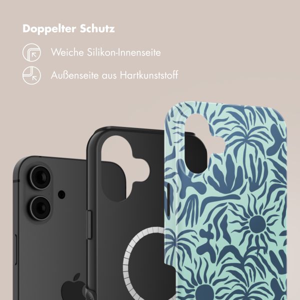 Selencia Vivid Tough Back Cover mit MagSafe für das iPhone 16 - Tropical Vibes Light Blue