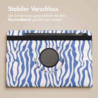 imoshion 360° drehbare Design Klapphülle für das Samsung Galaxy Tab S9 FE - White Blue Stripes