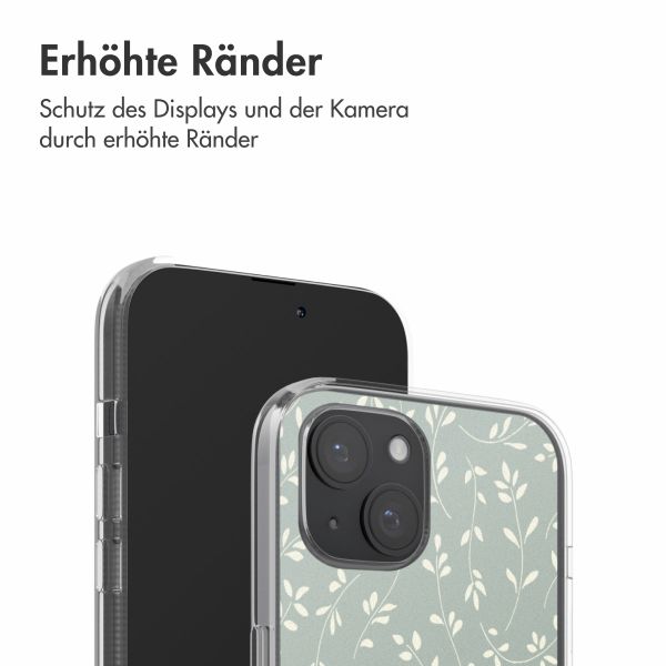 imoshion  Design Hülle für das iPhone 15 - Smoke Green Flowers