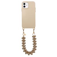 Selencia Rivièra MagSafe Backcover mit abnehmbaren Haken für das Apple iPhone 12 / 12 Pro - Milky Latte + Lova Handykette - Mocha Brown