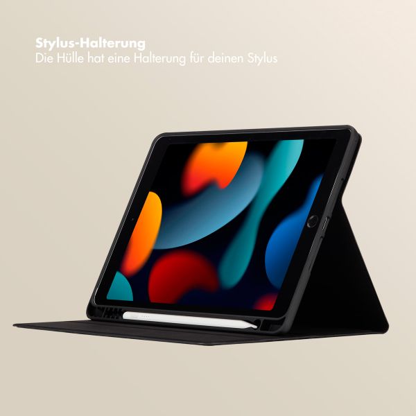 Selencia Sabi Klapphülle mit Leopardenmuster Apple iPad 9 (2021) 10.2 Zoll / iPad 8 (2020) 10.2 Zoll / iPad 7 (2019) 10.2 Zoll - Midnight Black