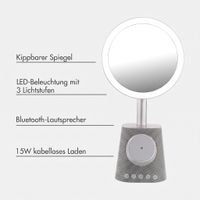 imoshion Make-up-Spiegel mit Bluetooth-Lautsprecher und kabellosem Ladegerät - Silber