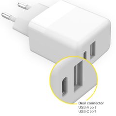 Accezz Wandladegerät für das iPhone 5 / 5s - Ladegerät - USB-C- und USB-Anschluss - Power Delivery - 20 Watt - Weiß