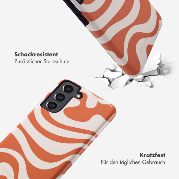 Selencia Vivid Tough Back Cover für das Samsung Galaxy S21 FE - Dream Swirl Orange