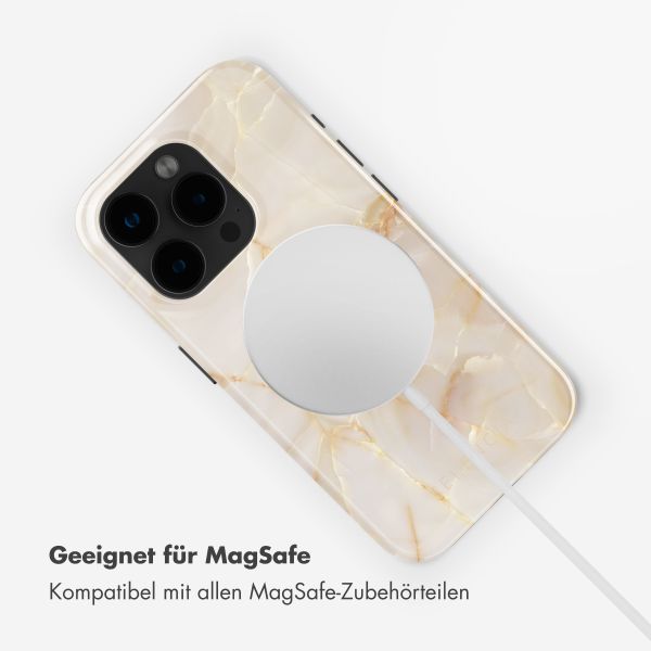 Selencia Vivid Tough Back Cover mit MagSafe für das iPhone 15 Pro - Golden Beige Marble