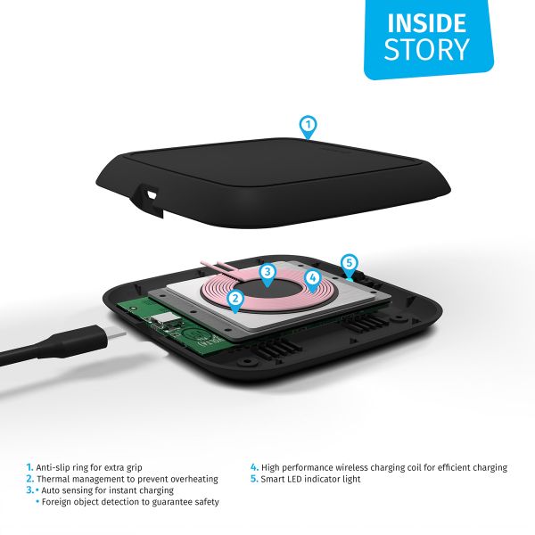 Zens Single Fast Wireless Charger - Kabelloses Ladegerät, optimiert für iPhone - 10 Watt 