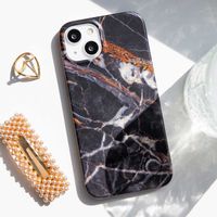 Selencia Aurora Fashion Back Case für das Apple iPhone 14 - ﻿Strapazierfähige Hülle - 100 % recycelt - Schwarzer Marmor