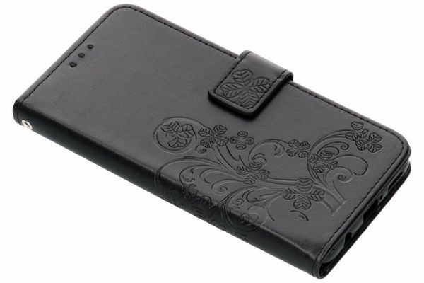 Kleeblumen Klapphülle Schwarz für Huawei P Smart Plus