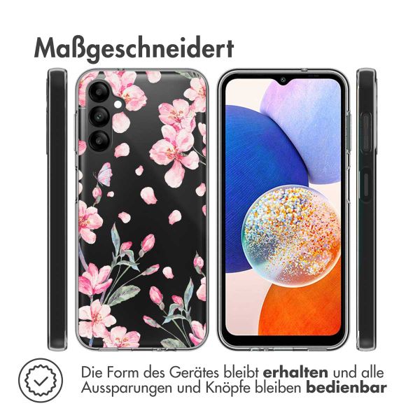 imoshion Design Hülle für das Samsung Galaxy A14 (5G/4G) - Blume - Rosa / Grün