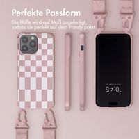 Selencia SilikonHülle design mit abnehmbarem Band Apple iPhone 15 Pro Max - Irregular Check Sand Pink