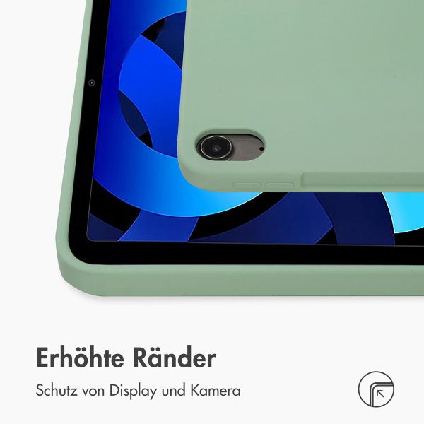 Accezz Liquid Silicone Back Cover mit Stifthalter Apple iPad Air 11 Zoll (2025) M3 / (2024) M2 / Air 5 (2022) / Air 4 (2020) - Hellgrün