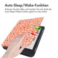 imoshion Design Slim Hard Case Sleepcover für das Kobo Clara Colour / Clara BW / Tolino Shine 5 / Shine Color - Orange Flowers Connect