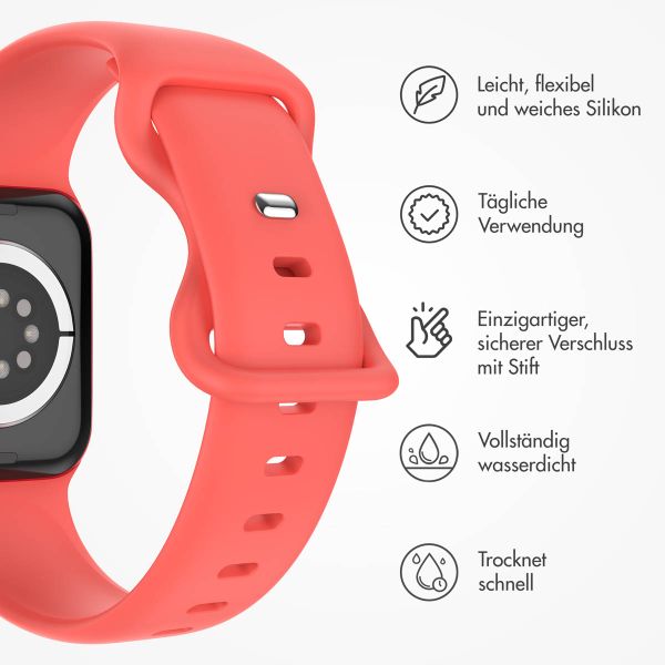 imoshion Silikonband⁺ für die Apple Watch Series 1 bis 9 / SE (38/40/41 mm) | Series 10 (42 mm) - Coral - Größe S/M