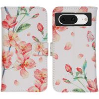 imoshion Design TPU Klapphülle Google Pixel 8 - Blossom Watercolor White