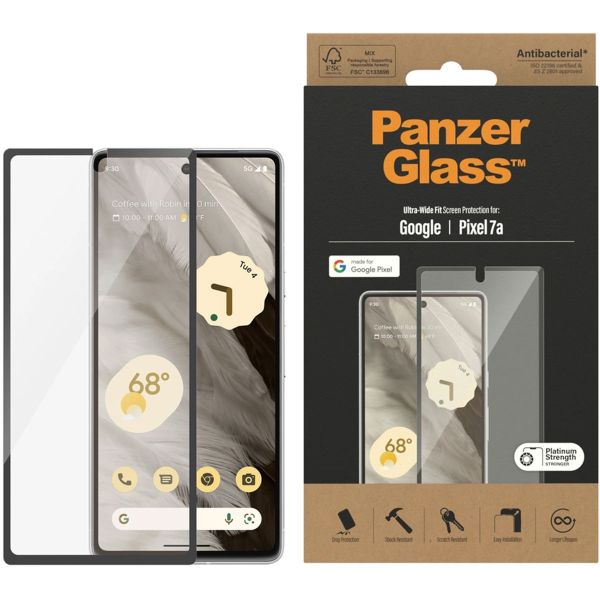 PanzerGlass Ultra-Wide Fit Antibakterieller Displayschutz für das Google Pixel 7a