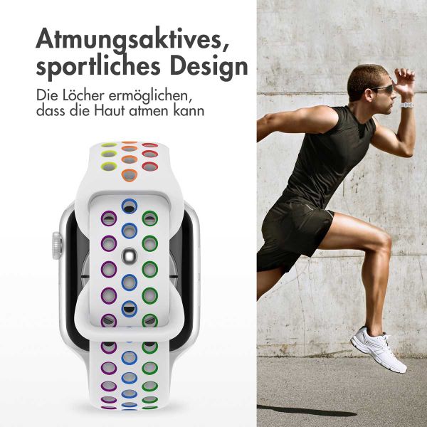 imoshion Sportarmband⁺ für das Apple Watch Series 1 bis 9 / SE (38/40/41 mm) | Series 10 / 11 (42 mm) - Größe M/L - White Rainbow
