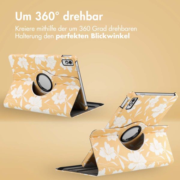 imoshion 360° drehbare Design Klapphülle für das Lenovo Tab M10 5G - Yellow Flowers