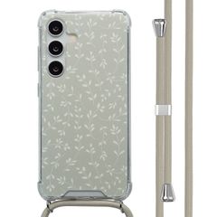 imoshion Design Hülle mit Band Samsung Galaxy S24 - Smoke Green Flowers