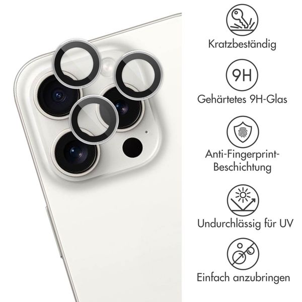 imoshion 2er-Pack Objektivschutz für Kamera für das Apple iPhone 15 Pro / 15 Pro Max - White Titanium
